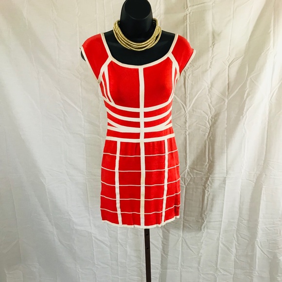 Bebe Bodycon Orange Cage Dress - Picture 2 of 2